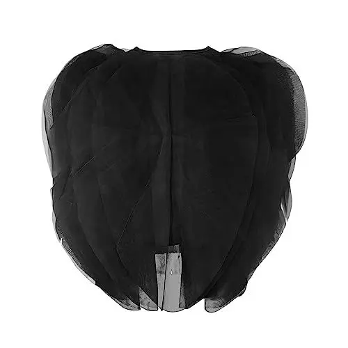 Produktbild: Damen Long Pullover Chiffon-Blusen für Damen, lässig, solide Kurzarm-Mesh-Tüllbluse, bauschig, geschichtet, Kurze Tops, Abschlussball Longshirt Damen Baumwolle (Black, L)