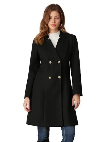 Produktbild: GRACE KARIN Damen Wintermantel Wintercoat Mantel Langarm Warm Jacke einfarbig casual style Mantel Outwear Schwarz L