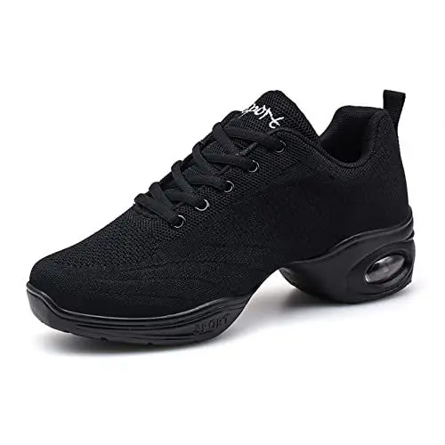 Produktbild: Damen Mesh Geteilte Sohle Jazzschuhe Lace Up Tanzsneaker Modern Tanzschuhe Sportlich Fitness Wanderschuhe Schwarz40