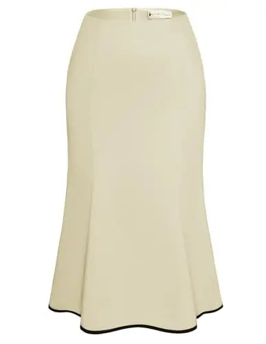 Produktbild: Belle Poque Damen Bodycon Skirt Lässig Bequeme Stricken Rüschenröcke Aprikose S