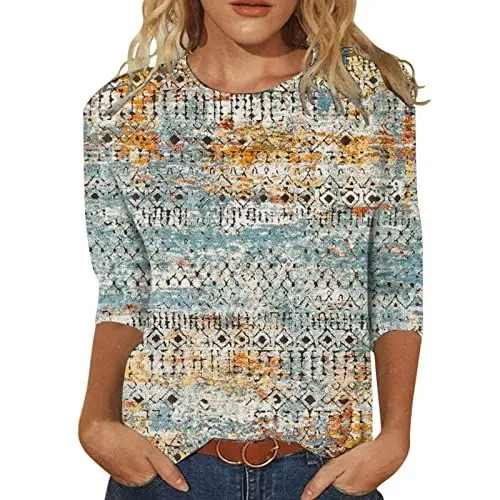 Produktbild: Damen Oberteile Damen Bluse Langarm Elegant Bunt Tunika Damen Sommer Bunt Damenblusen Langarm Blumen Langarmbluse Bunt Glitzer Oberteile Damen Party Tunika Damen Sommer Bunt Türkis M