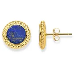 Produktbild: Damen Ohrringe Silber 925, Echter Natürlicher AAA Lapislazuli Edelstein Ohrstecker, 18K Vergoldet