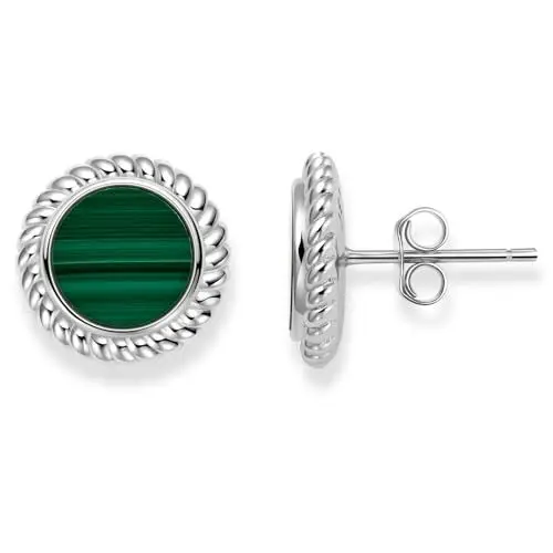 Produktbild: Damen Ohrringe Silber 925, Echter Natürlicher AAA Malachit Edelstein Ohrstecker