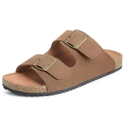 Produktbild: Damen Pantoletten Herren Sandalen Verstellbare Hausschuhe Unisex-Erwachsene Slides Slipper Hauslatschen Classic Gartenschuhe rutschfeste Braun EU39