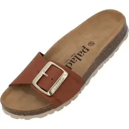 Produktbild: Palado Pantoletten Damen Malta EGS Matt Premium Leather - elegante Sandalen Made in Spain - bequeme Hausschuhe mit Kork-Fußbett - modische Sommerschuhe Braun UK6 - EU39