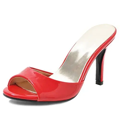 Produktbild: Damen Pantoletten mit Absatz, Sandalen Peep Toe Leisure Stiletto Party Schuhe Ohne Verschluss, 13871Chp Rot Gr 43 EU