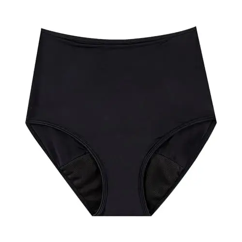 Produktbild: Damen Perioden Unterwäsche Strömungsabsorption Badehose Auslaufsichere Perioden Hose zum Schwimmen High Waist Bikini Hose Postpartum Slips Period Swimwear Bikini Slips Baumwolle für Periode,