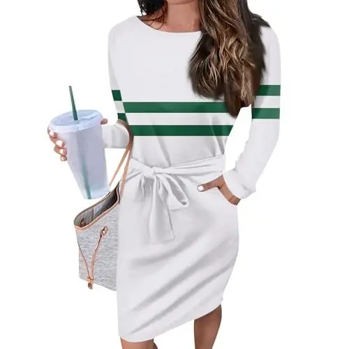 Produktbild: Damen Pullover Winter Kleid Hochzeitsgast Damen Rollkragenkleid Damen Sexy Dress Strickkleid Damen Winter Knielang Rundhals Kleid Damen Kleid Elegant Damen Festlich Glitzerkleid Multi S