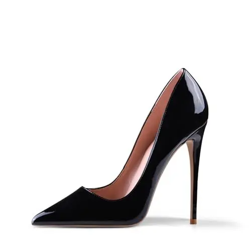 Produktbild: Damen Pumps Frauen Klassische Geschlossene High Heels Sexy Spitze Stiletto Damenschuhe Abschlussball Party Hochzeit Pendler Kleid Stöckelschuhe Schwarz 40 EU
