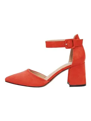 Produktbild: Damen Pumps, Koralle, 7,5cm Blockabsatz, Wildlederimitat, Riemchenpumps, H1877-A0142-84 (Koralle, 40EU)