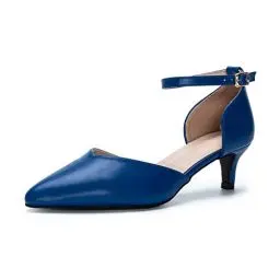 Produktbild: Damen Pumps mit verstellbarem Schnallenverschluss Pointed Toe Kleid Partei Gericht Schuhe Damen Kitten Heel Hochzeit Schuhe Blau Size 40