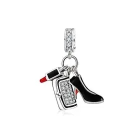 Produktbild: Damen Reisen Charms Anhänger 925 Sterling Silber Lippenstift High Heels und Handtasche Charms für Europäischen Armband und Halskette Geschenke für Frauen