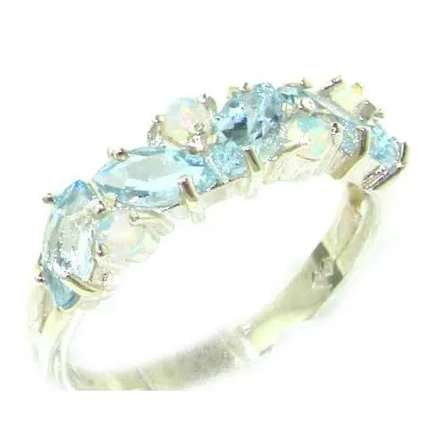Produktbild: Damen Ring 925 Sterling Silber mit Aquamarin Opal - Größe 60 (19.1) - Verfügbare Größen : 50 bis 64