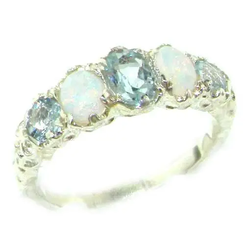 Produktbild: Damen Ring 925 Sterling Silber mit Aquamarin Opal - Größe 62 (19.7) - Verfügbare Größen : 50 bis 64