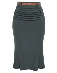 Produktbild: Damen Rock Vintage Midi Bleistiftrock High Waist Bodycon Rock Elegant Skirt Sommer Dunkelgrau M