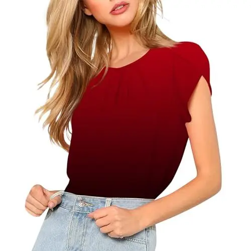 Produktbild: Damen Rundhalsausschnitt Mit Blumendruck Langarm-Stricktop Damen Rundhalsausschnitt Mit Blumendruck Top Damen Rundhalsausschnitt Bluse T-Shirt Arbeitsoberteile Für Frauen Rot XL
