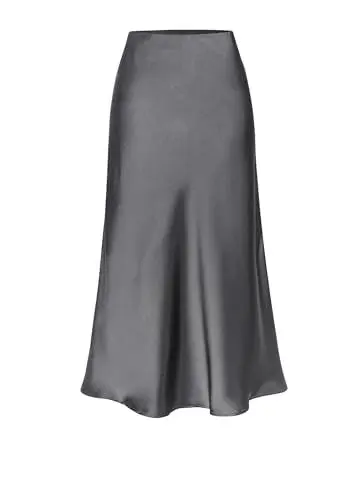 Produktbild: Damen Satin Midirock Seide Eleganter Rock Mit Hoher Taille A Linie Mit Elastischem Bund