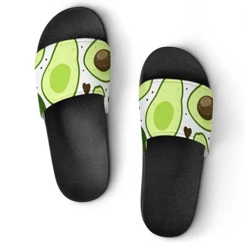 Produktbild: VYJLOO Damen Schlappen Grüne Avocado Badeschuhe Rutschfest Badeschlappen Hausschuhe Slides Sandalen Slippers
