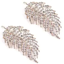 Produktbild: Damen Schmuck Brosche Feder mit Strass 2 Stück Strass Feder Brosche Damen Frauen Legierungs-Brosche Perle Brosche Silber Brosche Pins Kleidung Zubehör Dekoration für Partys, Bankette, Geschenk Frauen