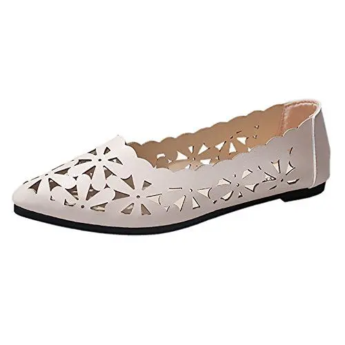 Produktbild: Damen Schuhe Gelb Hohlblumen Frauen Schuhe Damenpumps Flache Sportswear Schuhe Damen (Beige, 37)