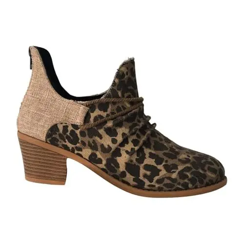Produktbild: Damen Schuhe Schwarz Halbschuhe Leopard Kurze Stiefel Damen Kurze Stiefel mit klobigem Absatz Damen Schuhe Pumps Rot (Brown, 40)