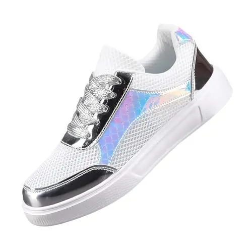 Produktbild: Damen Sneaker Laufschuhe Walkingschuhe Turnschuhe Atmungsaktives Obermaterial rutschfeste Gummisohle Turnschuhe Damen Schwarz WeißE Plateau-Sneaker FüR Damen Halbschuhe Bequem Damen Schwarz Gr 41