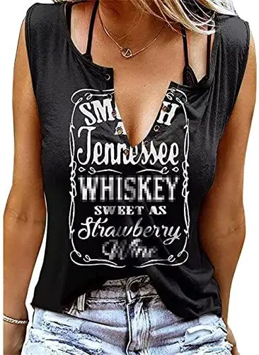 Produktbild: Damen Sommer Casual Tank Top Frauen Ärmellose Basic T Shirt schwarz Locker Oberteile Sexy V-Ausschnitt Weste Tunika Blusentop (L, Schwarz)