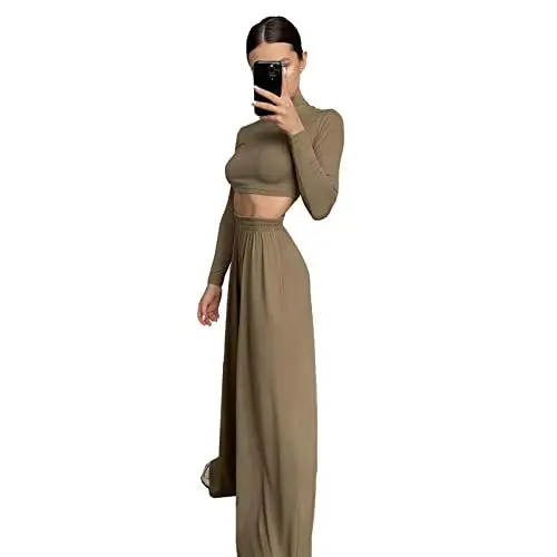 Produktbild: Damen Sportanzüge Jogginganzug Trainingsanzug Fitness Yoga Set Yoga Outfit Freizeitanzug Sportswear Loungewear Streetwear (m-Khaki)