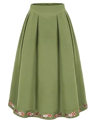Produktbild: Damen Steampunk Wikinger-Rock Cosplay Rockabilly Einfarbig Mieder Mittelalter Rock Grün L