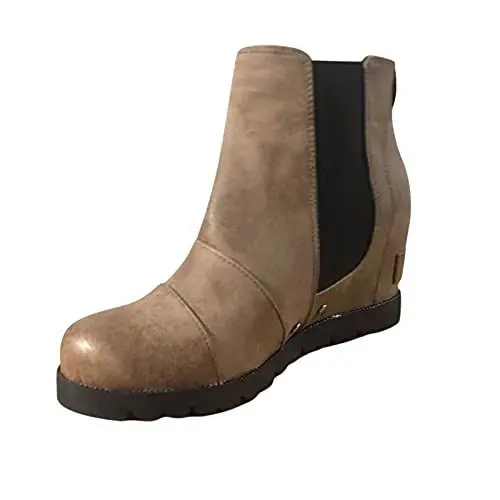Produktbild: Damen Stiefel Absatz Blockabsatz Comfort Lining Plateaustiefel Stiefel Booties Winterstiefel Winter High Heels für Damen Ankle Wedge Damenstiefel Chelsea Stiefel Stiefeletten Ankle Chelsea (Brown 38)