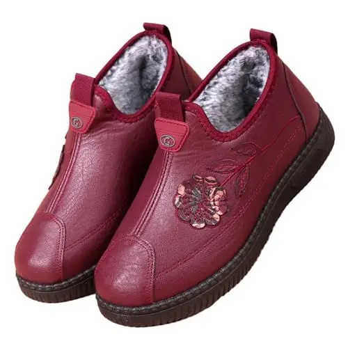 Produktbild: Damen Stiefel Leder Kurzstiefel Winterstiefel Übergangsstiefel Winter Kurzschaft Stiefel Blockabsatz Ankle Boots Elegant Wildleder Halbstiefel Flache Schuhe Rutschfeste Kurzschaft Stiefel Outdoor