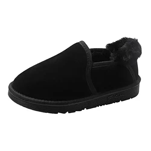 Produktbild: Damen Stiefeletten Gefüttert Plüsch Schneestiefel Übergangsstiefel Winter Kurzschaft Stiefel Schlupfschuhe Stiefel Winter Boots Schlupfstiefel Barfuss Sneaker Rutschfeste Kurzschaft Stiefel Outdoor