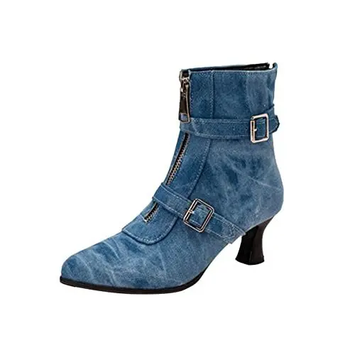 Produktbild: Damen Stiefeletten Worker Boots Komfortable Schnürstiefeletten mit niedrigen Absätzen von Shoes (39 EU,Blau)