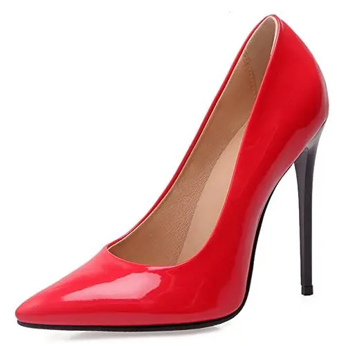 Produktbild: Damen Stiletto Pumps, Höhe Ferse Pumpe Pointed Toe Ohne Verschluss Abendschuhe Mode Xaeikt Rot Gr 52 EU