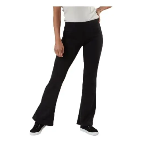 Produktbild: Damen Stretch Schlag Hose Slim Fit Freizeit Schlupf Stoffhose ONLFEVER Elastic Flared Long Pants 70s Retro, Farben:Schwarz, Größe:M / 30L