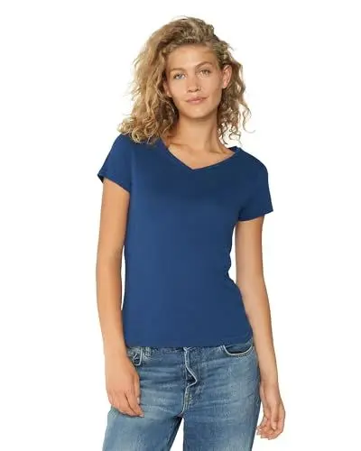 Produktbild: Damen T-Shirts Crew or V-Neck 1 Pack (V-Ausschnitt - Blau, M)