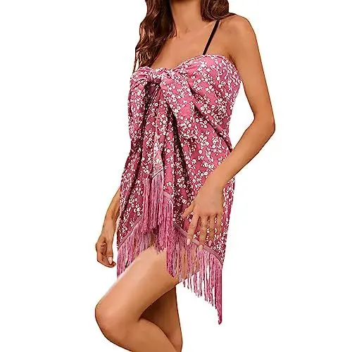 Produktbild: Damen Tankini Damen Badeanzug Bauchweg Damenbluse, Strandkleid, sexy Rock, Strandbluse, Bikini, Sonnencreme, Strandtuch, kurzer Rock Damen SchwimmflüGel Badeanzug Bauchweg Sonnenhut (Pink, One Size)