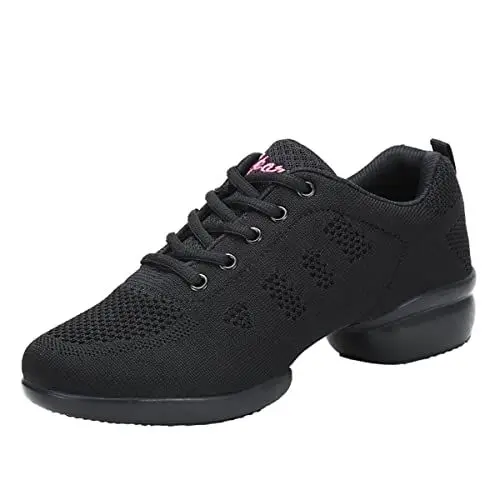 Produktbild: Damen Tanzschuhe Jazz Tanzsneaker Leicht Atmungsaktiv Sportschuhe Tanzen Fitness Yoga Schwarz 38