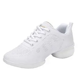 Produktbild: Damen Tanzschuhe Jazz Tanzsneaker Leicht Atmungsaktiv Sportschuhe Tanzen Fitness Yoga Weiß 40