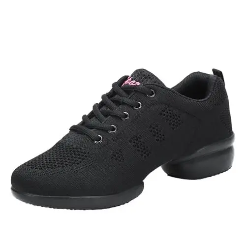 Produktbild: Damen Tanzschuhe Modern Jazzschuhe Leicht Atmungsaktiv Sportschuhe Tanzen Fitness Yoga Outdoor Mesh Walkingschuhe schwarz37