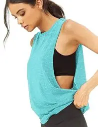Produktbild: Damen Trainieren Fitness Tanktops Abgeschnitten Ärmellos Fitnessstudio Yoga Betrieb Sportlich Hemden Blau XL
