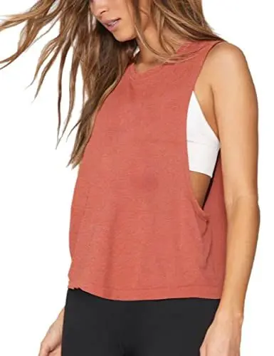 Produktbild: Damen Trainieren Fitness Tanktops Abgeschnitten Ärmellos Fitnessstudio Yoga Betrieb Sportlich Hemden Orange XL