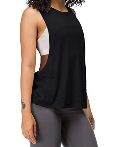 Produktbild: Damen Trainieren Fitness Tanktops Abgeschnitten Ärmellos Fitnessstudio Yoga Betrieb Sportlich Hemden Schwarz XL