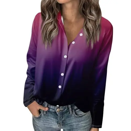 Produktbild: Damen Tunika Elegant,Leinenjacke Damen Shirt Damen Baumwolle Langarm Einfarbige Revers Langarm Oberteile Aus Baumwolle Und Leinen （Rot，L）