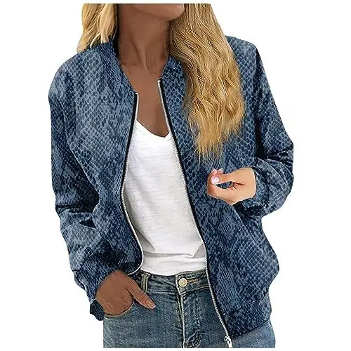 Produktbild: Damen Übergangsjacke Schwarz Bomberjacke Damen Rosa Uebergangsjacken Fuer Damen Modern Bomber Bomberjacke Damen Lässig Bikerjacke Übergangsjacke Damen Blau Damen Motorradjacke Übergangsjacke
