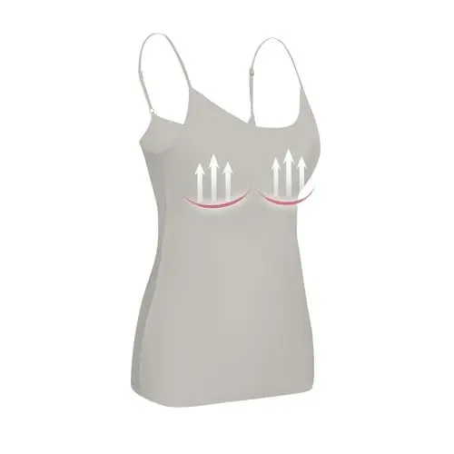 Produktbild: Damen Unterhemd BH-Hemd Basic U-Ausschnitt Eingebauter BH Bügelloser Gepolstert Verstellbare Spaghettiträger Tank Tops mit Integriertem Bh Bügel Einfarbig Hemd Fitting Yoga BH Sport-BHs für Damen 2024
