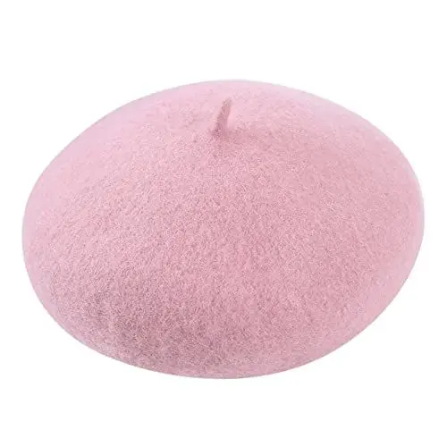 Produktbild: Damen Winter Baskenmütze Frauen einfarbige verstellbare Wollmütze Wolle warme Mütze im und Winter Weihnachten Accessoires Damen (Pink, One Size)