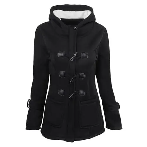 Produktbild: Damen Winterjacke Damenjacke Parka Damen Winter Damen-Winterjacke Damen-Jacken Winter Damenwinterjacke Winterjacke Damen mit Gürtel Damenjacken Umstandsjacke Winterjacken Schwarz M