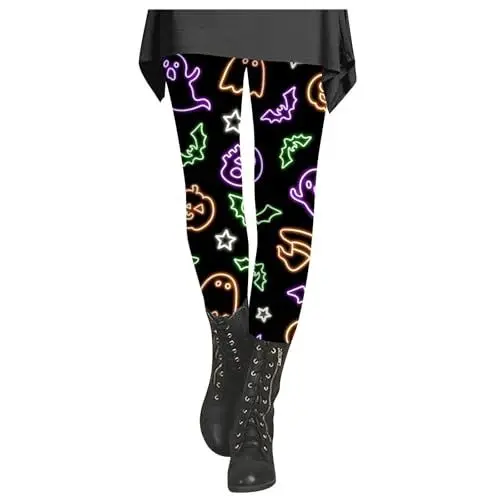 Produktbild: Damen Winterleggings Schwarze Weihnachtsleggings für Damen, Frohe Weihnachten Hexen Leggings Hose für Yoga Laufen Fitnessstudio Yogahose Kompressions Leggings für Damen hohe Taille Übergröße