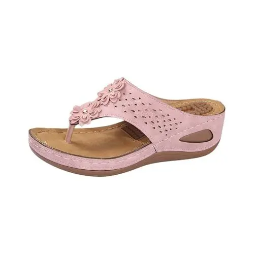 Produktbild: Damen Zehentrenner, Herren Pantoletten Hausschuhe Sportliche Kork-Fußbett Schlappen Mit Verstellbarer Rieme Sandalen für den Sommer (Pink, 41)